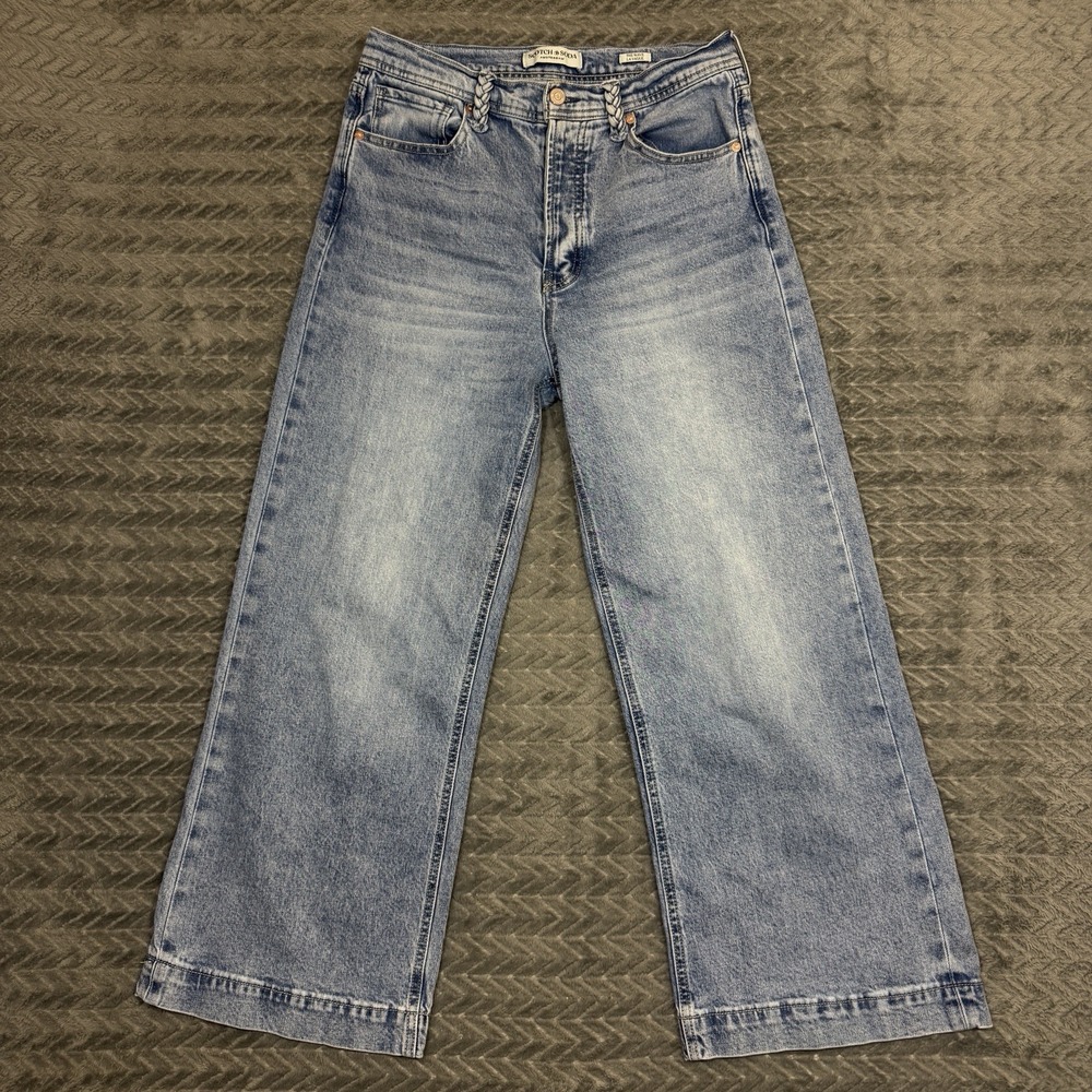 Scotch Soda Wave High Rise Wide Leg Jeans Boho Festival 8/29/Fit 8/27 Button Fly
